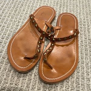 Kjacques slide sandal… natural brown leather with stud detail. Size 39